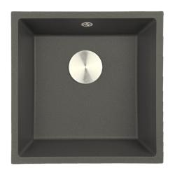 GraniteMy Universal Granitový Sivý, tmavý Umyvadlo 40x40 cm Na povrch, Pod povrch a V rovine s Nerezovou Zátkou 1208970742