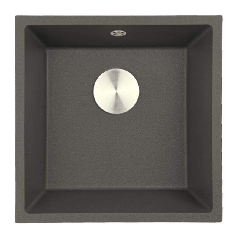 GraniteMy Universal Granitový Sivý, tmavý Umyvadlo 40x40 cm Na povrch, Pod povrch a V rovine s Nerezovou Zátkou 1208970742