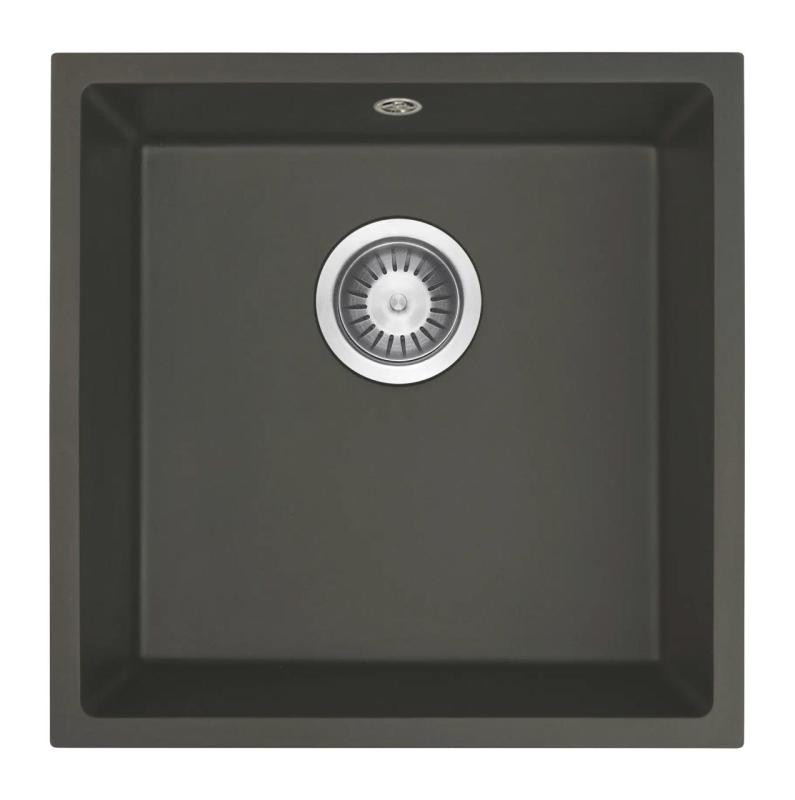 GraniteMy Universal Granitový Sivý, tmavý Umyvadlo 40x40 cm Na povrch, Pod povrch a V rovine s Nerezovou Zátkou 1208970742