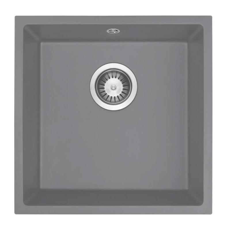 GraniteMy Universal Granitový Šedý Drez 40x40 cm Nadstavba, Podstavba a Plochá Inštalácia s Nerezovou Zátkou 1208970743