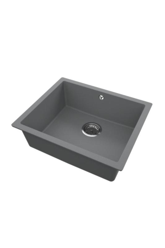 GranitMy Universal Granit Sivý, tmavý Umyvadlo 50x40 cm Nadstavba, Podstavba a Rovná inštalácia s Nerezovou Zátkou 1208970744