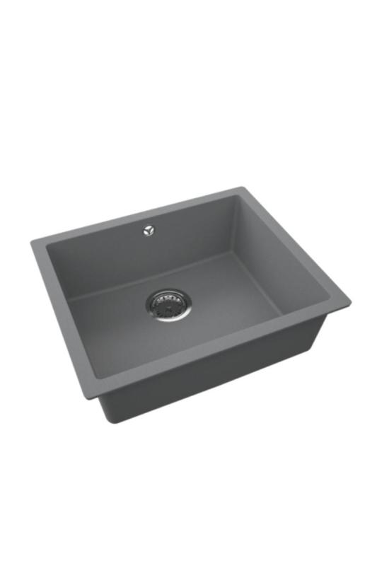 GranitMy Universal Granit Sivý, tmavý Umyvadlo 50x40 cm Nadstavba, Podstavba a Rovná inštalácia s Nerezovou Zátkou 1208970744
