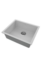 GraniteMy Univerzálny Granitový Šedý Drez 50x40 cm Nadstavba, Podstavba a Rovná Instalácia s Nerezovou Zástrčkou 1208970745