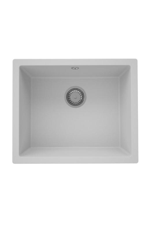 GraniteMy Univerzálny Granitový Šedý Drez 50x40 cm Nadstavba, Podstavba a Rovná Instalácia s Nerezovou Zástrčkou 1208970745