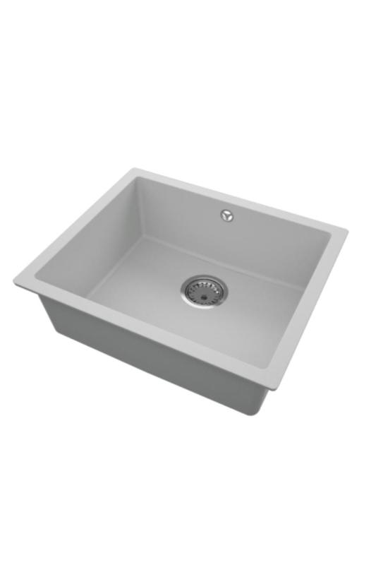 GraniteMy Univerzálny Granitový Šedý Drez 50x40 cm Nadstavba, Podstavba a Rovná Instalácia s Nerezovou Zástrčkou 1208970745