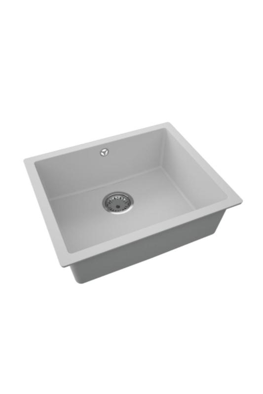 GraniteMy Univerzálny Granitový Šedý Drez 50x40 cm Nadstavba, Podstavba a Rovná Instalácia s Nerezovou Zástrčkou 1208970745