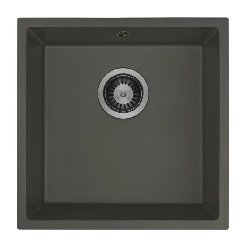 GraniteMy Universal Granit Sivý, tmavý Umyvadlo 40x40 cm Na povrch, Pod povrch a Rovná montáž s Gun metal Zátkou 1208970746