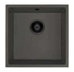 GraniteMy Univerzálne Granitové Sivé, tmavé Umyvadlo 40x40 cm Nadstavba, Podstavba a Vložená Montáž s Čiernym Korkom 1208970747