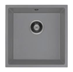 GraniteMy Univerzálne Granitové Sivé Umyvadlo 40x40 cm, Nadstavba, Podstavba a Plochá Montáž s Gun metal Zástrčkou 1208970750
