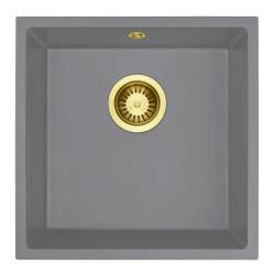 GraniteMy Universal Granitový Sivý Drez 40x40 cm Povrchová, Podstavná a Úrovňová montáž s Zlatým Korkom 1208970752