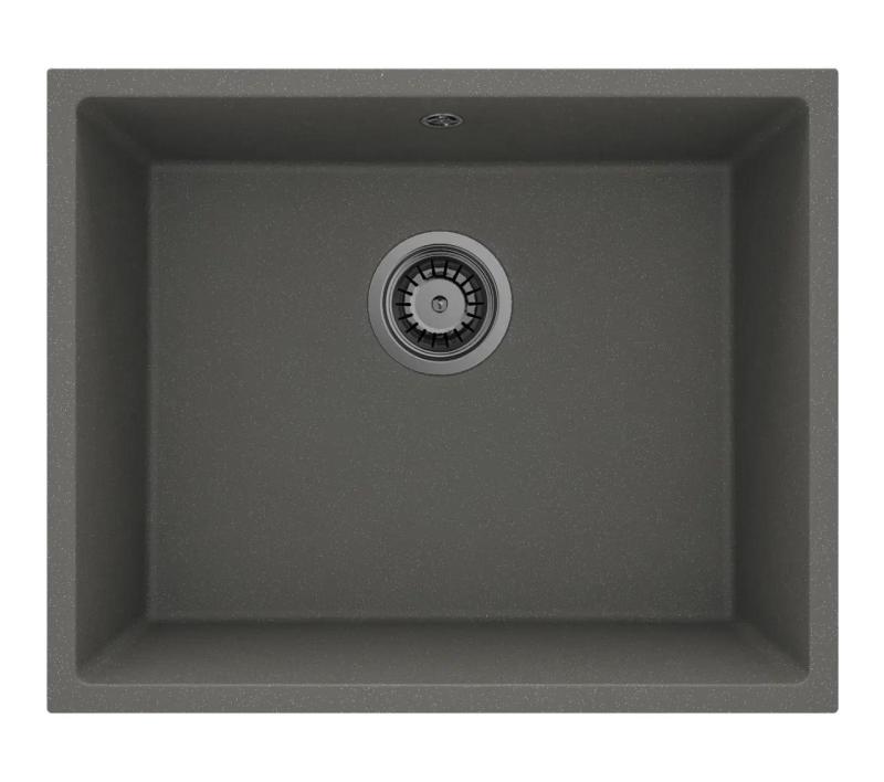 GraniteMy Universal Granit Sivý, tmavý Umyvadlo 50x40 cm Montáž na povrch, Podstavcová montáž a Montáž so zarovnaním s povrchom so Zásuvkou Gun metal 1208970754