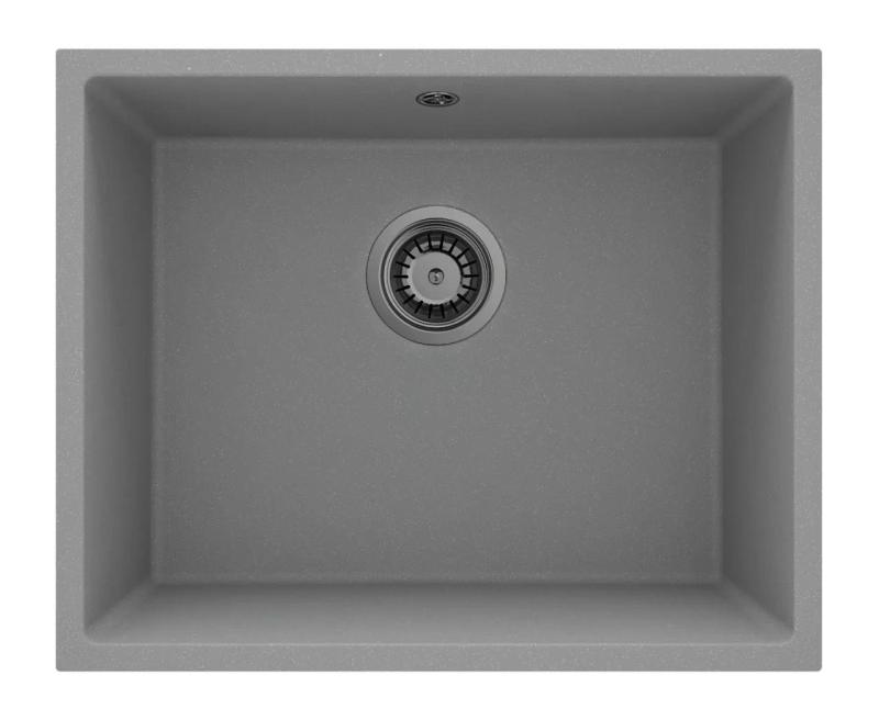 GraniteMy Univerzálny Granitový Šedý Drez 50x40 cm Nadstavba, Podstavba a Povrchová Montáž s Gun Metal Zátkou 1208970758