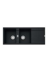 Franke Maris MRG 621 Fragranite Mat Čierna Dvojitý Drez 116 x 50 cm Nadstavba so Sušiacou časťou 114.0628.970