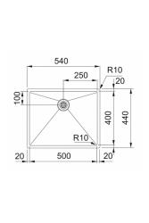 Franke Bolero Plus New R10 B2X 210-50-40 RVS Drez V rovine, spodná montáž a horná montáž 50x40 cm 127.0728.977