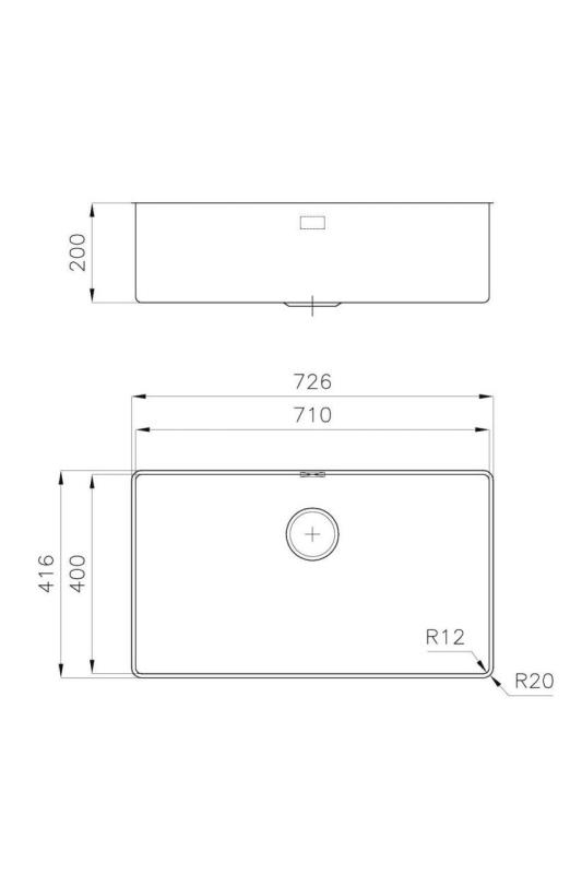 Foster Phantom Slimline RVS Drez 71x40cm Spodná montáž pre keramické pracovné dosky 1208971121