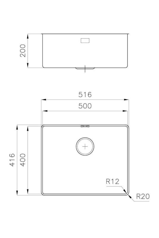 Foster Phantom Slimline RVS Drez 50x40cm Podstavcový pre keramické pracovné dosky 1208971122
