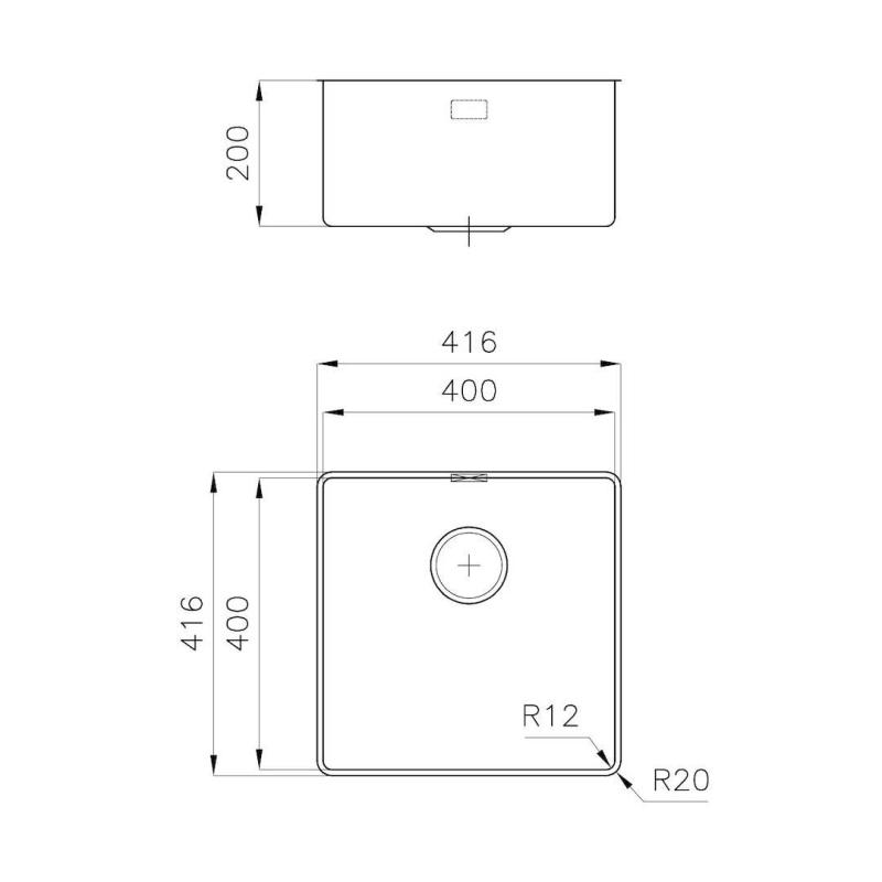 Foster Phantom Slimline RVS Drez 40x40cm Podstavcový pre keramické pracovné dosky 1208971123