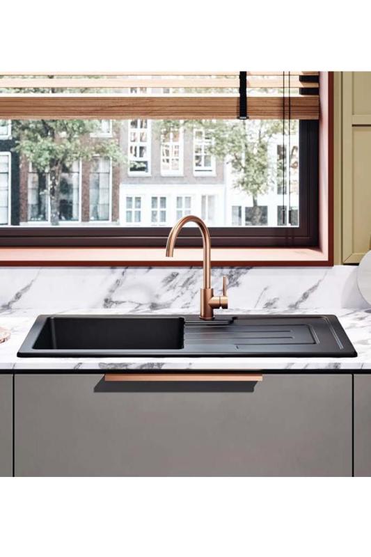 Ausmann Ceramic Sylva Ceramic Black Sink with Draining Area 1000 x 500 mm 1208971125