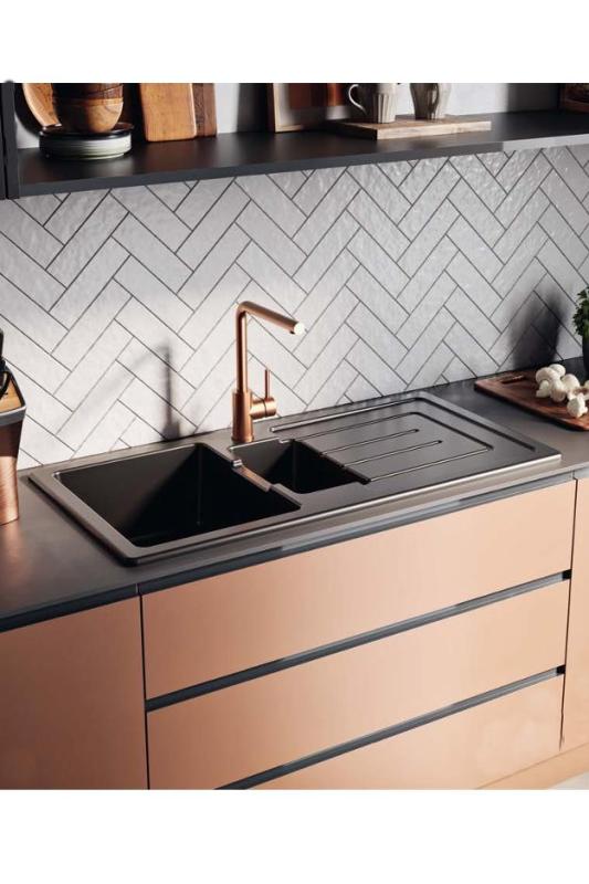 Ausmann Ceramic Sylva 1.5 Ceramic Matte Black Sink with Draining Area 1000 x 500 mm 1208971127