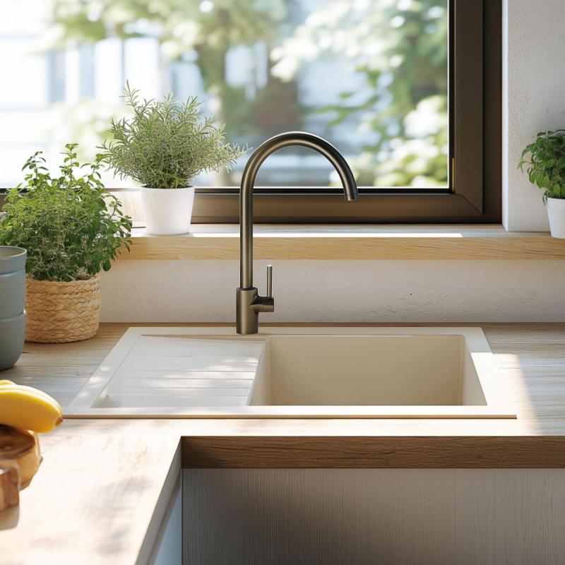 Ausmann Ceramic Sylva Ceramic White Sink with Draining Area 857 x 500 mm 1208971128