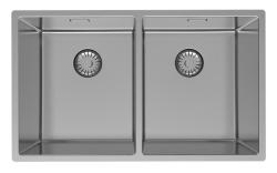 Pure.Sink Prestige Dvojitý nerezový drez 70x40 cm s polomerom 10mm pre podstavbu, rovnú montáž a montáž na povrch PPG343440-02