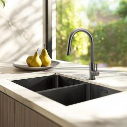 Pure.Sink Prestige Dvojité Gun metal drez 70x40 cm 10mm polomer podstavcový, vodorovný a nadstavbový PPG343440-61