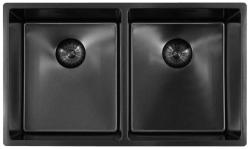 Pure.Sink Prestige Dvojité Gun metal drez 70x40 cm 10mm polomer podstavcový, vodorovný a nadstavbový PPG343440-61