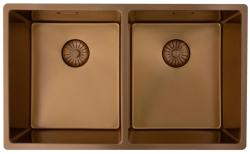 Pure.Sink Prestige Dvojitý Medený drez 70x40cm 10mm rádius podstavca, rovnomerného a nadstavbového PPG343440-62