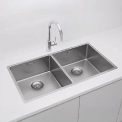 Pure.Sink Prestige Dvojitý nerezový drez 82x40 cm s polomerom 10 mm, na podložku, rovný a nadstavbový PPG404040-02