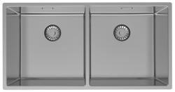 Pure.Sink Prestige Dvojitý nerezový drez 82x40 cm s polomerom 10 mm, na podložku, rovný a nadstavbový PPG404040-02