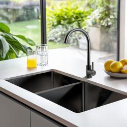 Pure.Sink Prestige Dvojitý Gun metal drez 82x40 cm 10mm rádius podstavcový, rovný a nadstavbový PPG404040-61