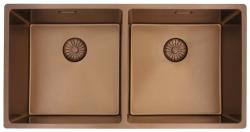 Pure.Sink Prestige Dvojitý medený drez 82x40 cm s polomerom 10 mm na podstavec, rovný a nadstavbový PPG404040-62