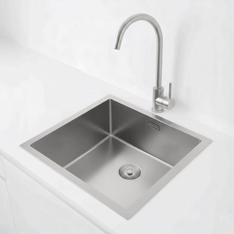 Pure.Sink Exclusivo RVS drez 40x40 cm 10mm rádius podstavca, rovné konštrukcie a nadstavby PEX4040-02