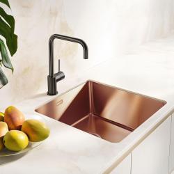Pure.Sink Exclusivo Meďový drez 40x40 cm 10mm rádius podstavca, rovný stavebný a nástavbový PEX4040-62