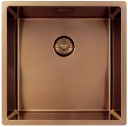 Pure.Sink Exclusivo Meďový drez 40x40 cm 10mm rádius podstavca, rovný stavebný a nástavbový PEX4040-62