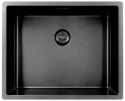 Pure.Sink Exclusivo Gun metal drez 50x40 cm 10mm rádius podstavca, rovný stavebný a nástavbový PEX5040-61