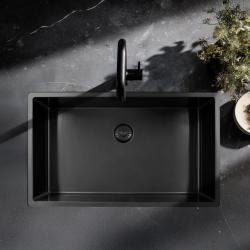 Pure.Sink Exclusivo veľký Gun metal drez 70x40 cm 10mm rádius podstavca, rovná vložka a nadstavba PEX7040-61