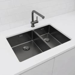 Pure.Sink Exclusivo Gun Metal 1,5 polovicný drez 34+18 cm 10mm polomer PEX341840-61