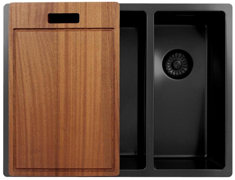 Pure.Sink Exclusivo Gun Metal 1,5 polovicný drez 34+18 cm 10mm polomer PEX341840-61