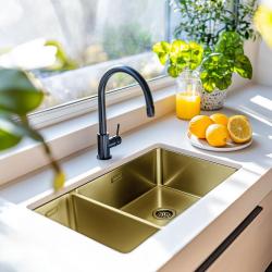 Pure.Sink Exclusivo Zlatá 1,5 polovicná umývadlo 18+34 cm 10mm polomer PEX183440-60