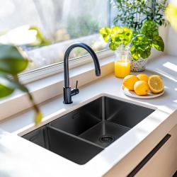 Pure.Sink Exclusivo Gun Metal 1,5 jednopolovicový drez 18+34 cm 10mm rádius PEX183440-61