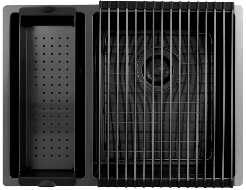 Pure.Sink Exclusivo Gun Metal 1,5 jednopolovicový drez 18+34 cm 10mm rádius PEX183440-61