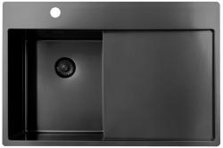Pure.Sink Exclusivo Gun Metal malý drez s odčerpávacou časťou 78x52 cm Tapwing vľavo PEX3478LT-61