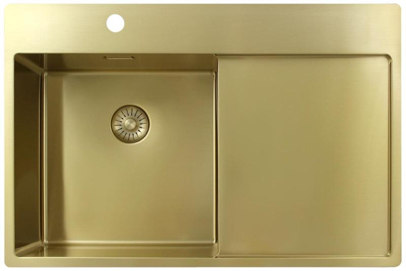 Pure.Sink Exclusivo Zlatý drez s odkvapkávacou časťou 78x52 cm Kohútik vľavo PEX4078LT-60