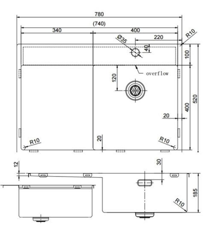 Pure.Sink Exclusivo Zlatý drez s odkvapkávacou časťou 78x52 cm Batéria Tapwing vpravo PEX4078RT-60