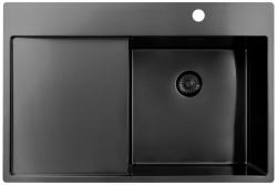 Pure.Sink Exclusivo Gun Metal drez s odčerpacej časťou 78x52 cm Tapwing vpravo PEX4078RT-61