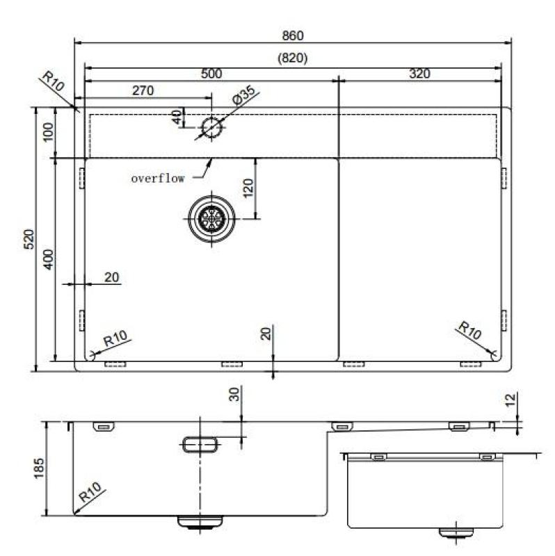 Pure.Sink Exclusivo Zlatý drez s odkvapkávacou časťou 86x52 cm Kohútik vľavo PEX5086LT-60