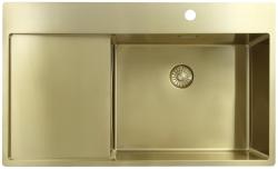 Pure.Sink Exclusivo Zlatý drez s odčerpacej časťou 86x52 cm Kridlo kohútika vpravo PEX5086RT-60