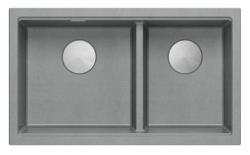 Quadri Newport II Dvojitý Sivý Granitový Nadstavbový Drez 76x45 cm s Nerezovou Zátkou 1208971370