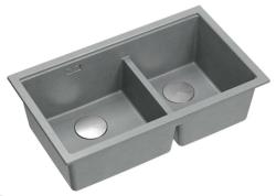 Quadri Newport II Dvojitý Sivý Granitový Nadstavbový Drez 76x45 cm s Nerezovou Zátkou 1208971370